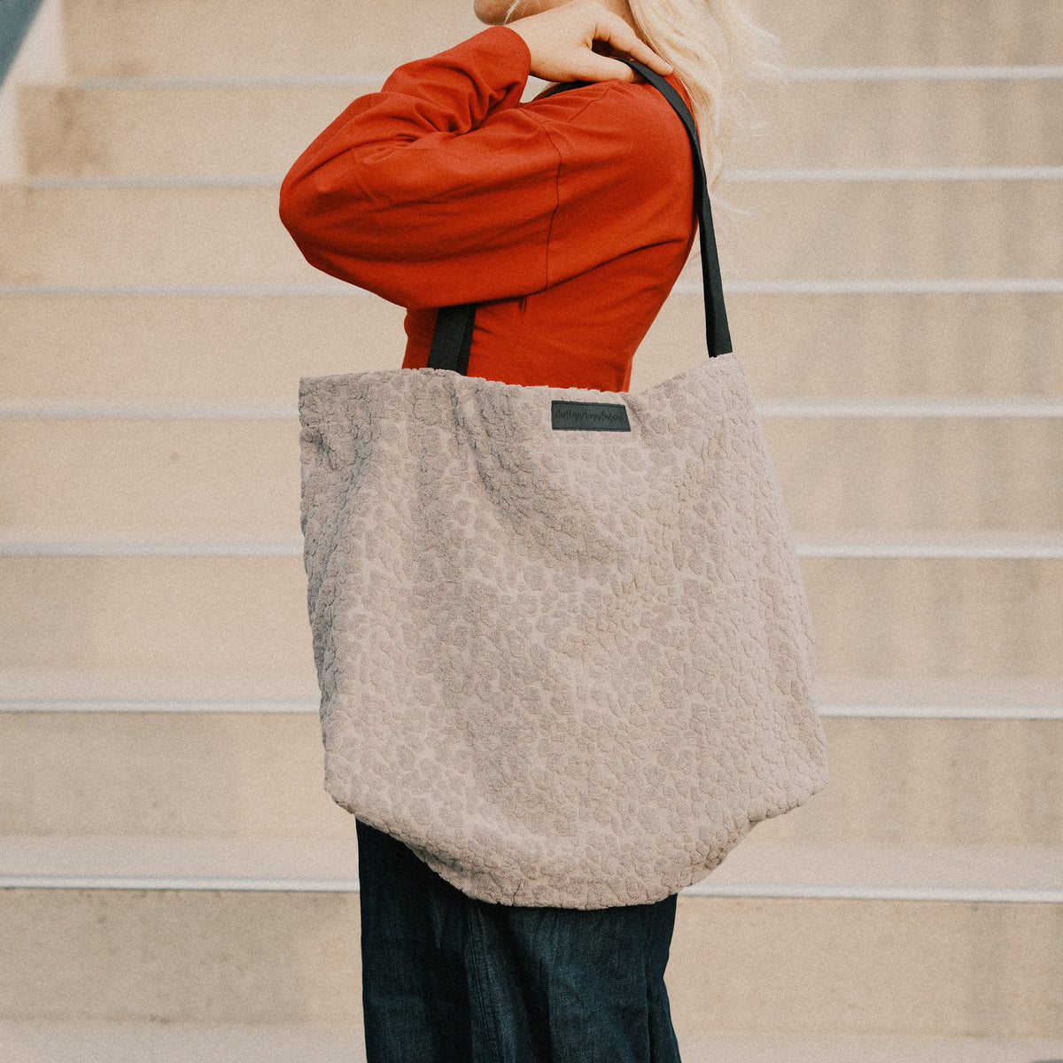 XL Shopper - Frottee Leo Hellgrau