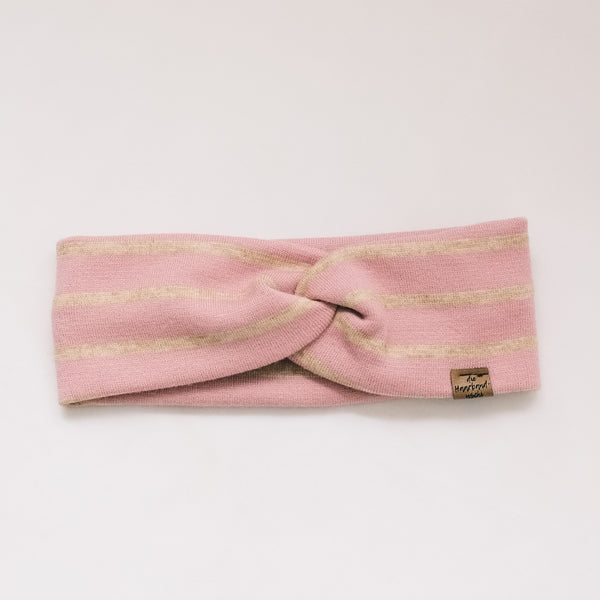 Stirnband Strick - Streifen Rosa
