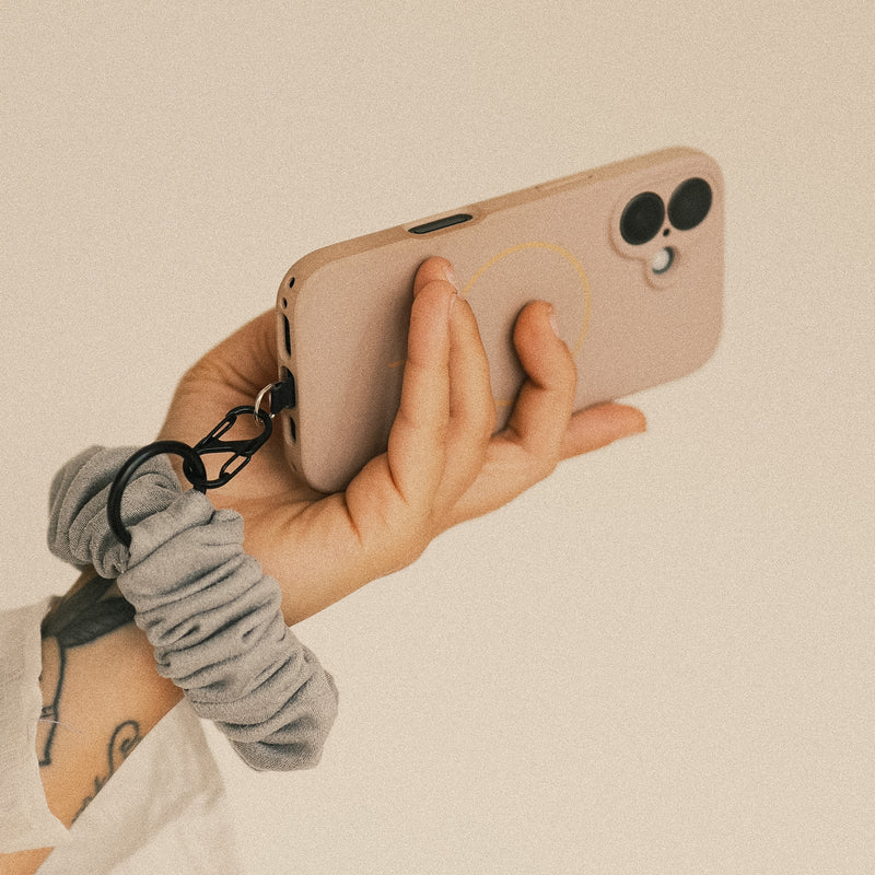 Handyscrunchie – Veganes Wildleder Grau