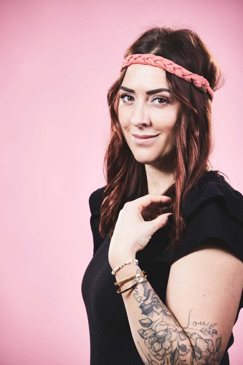 Haarband geflochten coral