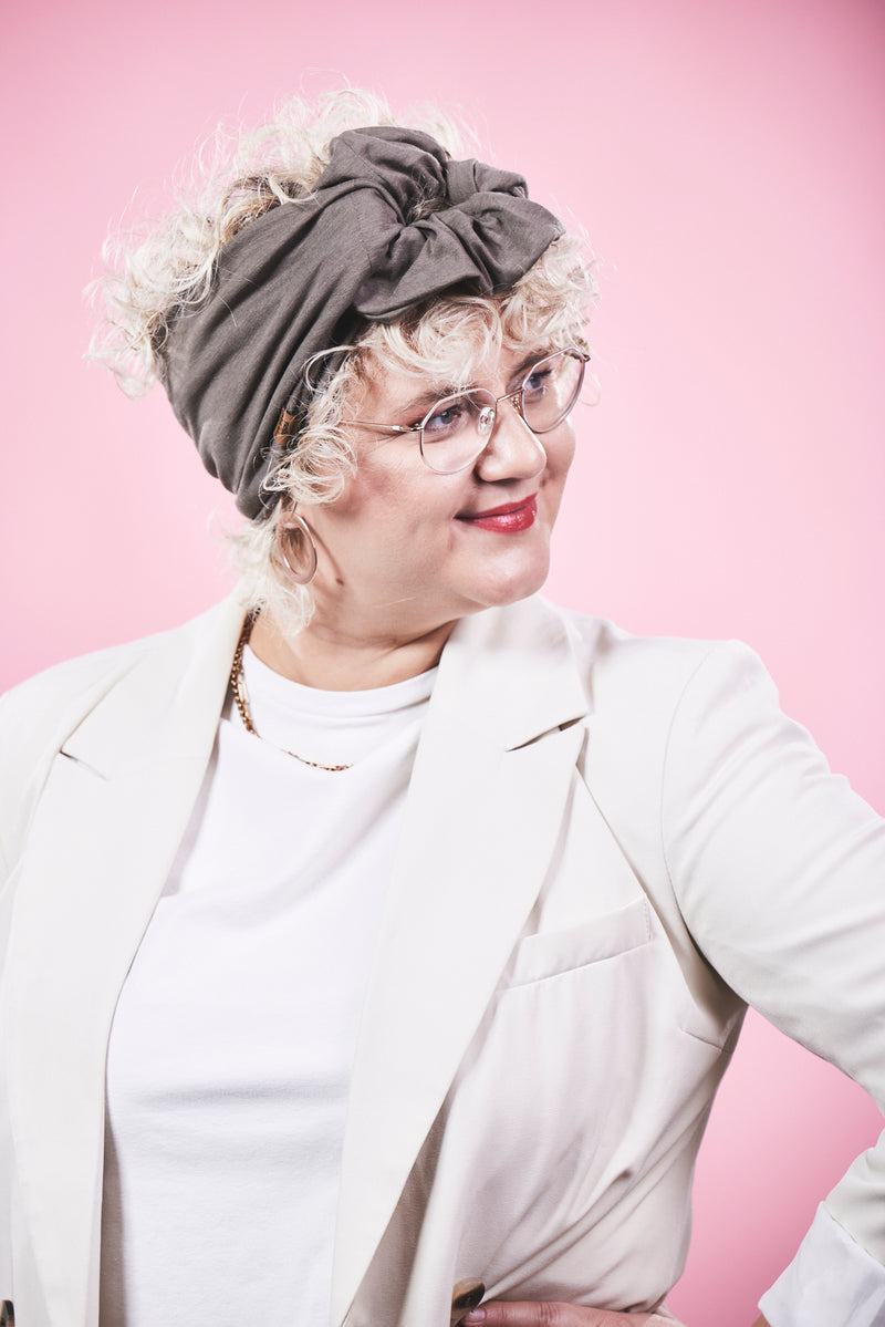 Haarband 3 in 1 mit Scrunchie khaki