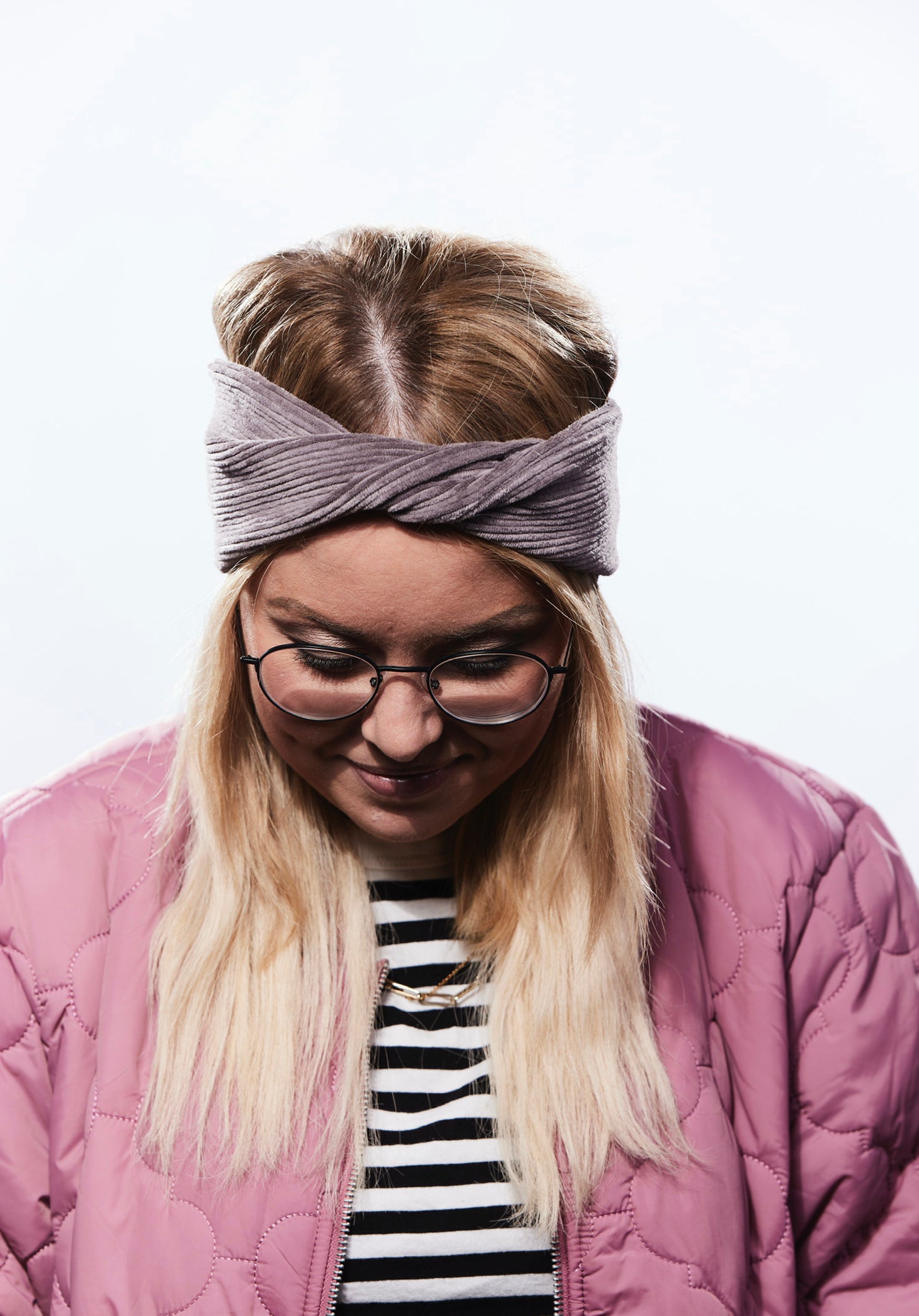 Haarband getrullert Cord grau